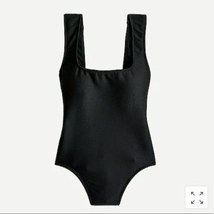 J.Crew NWT black ribbed square neck swimsuit